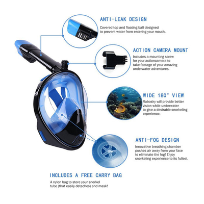 Adult Swimming Scuba Diving 180 Degree Snorkel Full Face Free Breathing